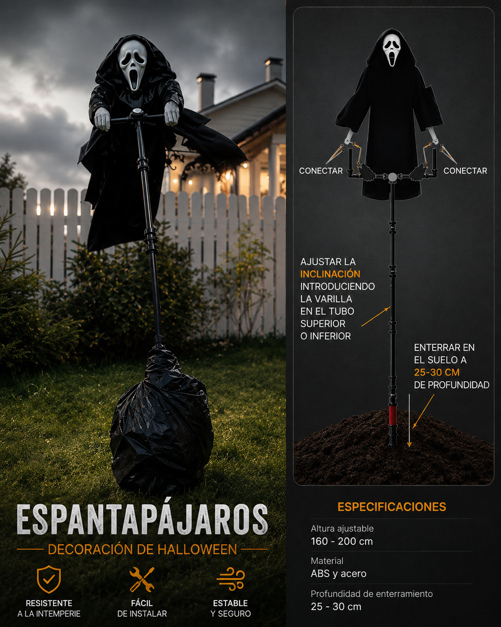 Decoración Fantasma Espeluznante de Halloween 👻 – Túnica con Cuervo Decorativo para Quedadas y Fiestas