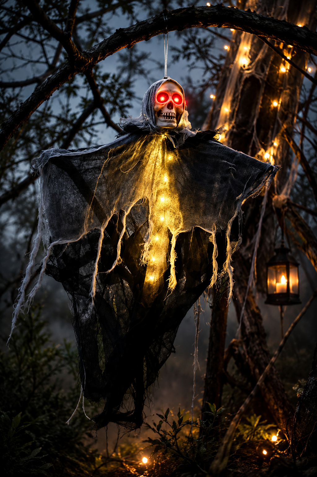 Fantasma Esqueleto Colgante Luminoso 💀 – Decoración de Halloween para Casa, Jardín y Fiestas
