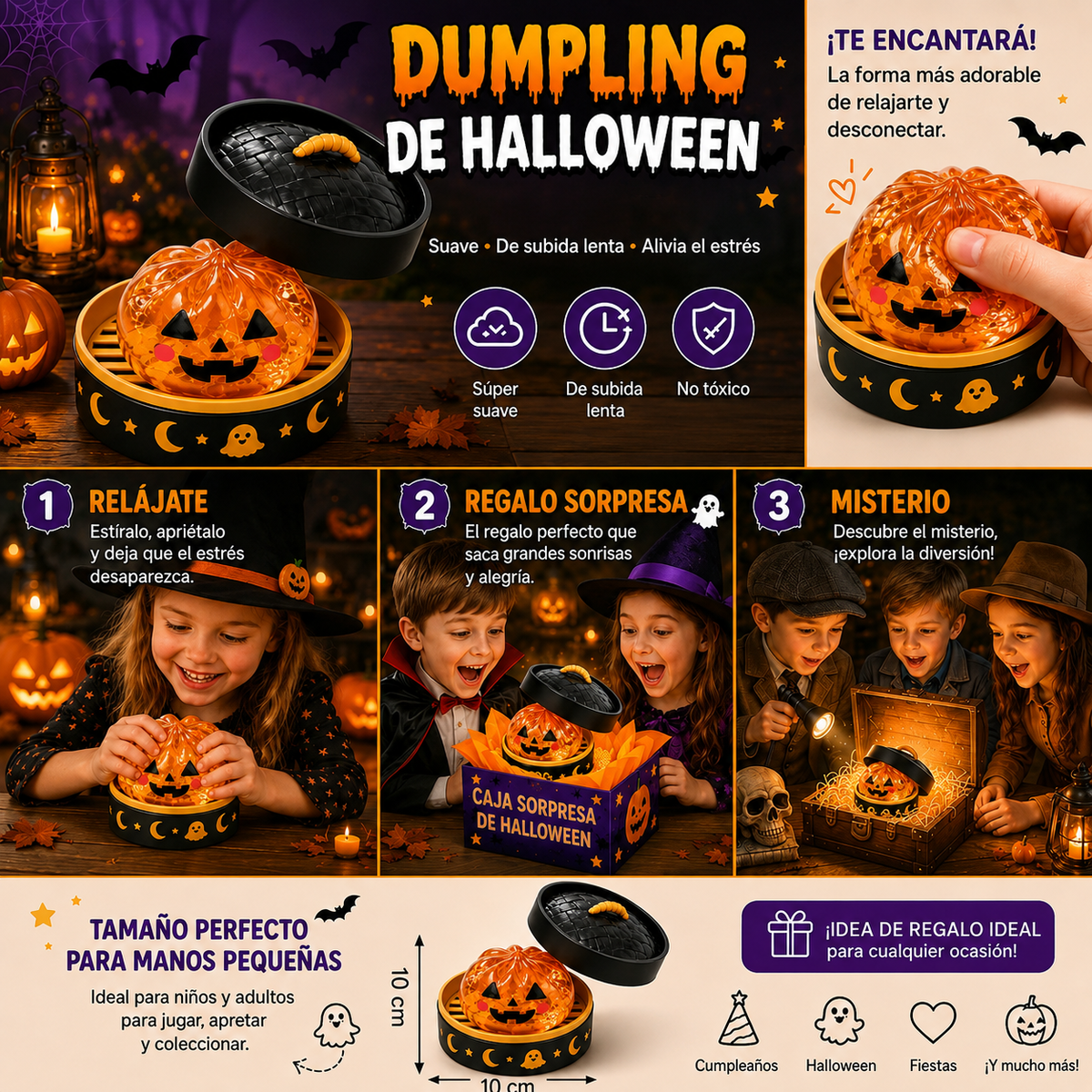 Cajas Sorpresas de Halloween 🎃 – Squishy Antiestrés de 5 estilos diferentes