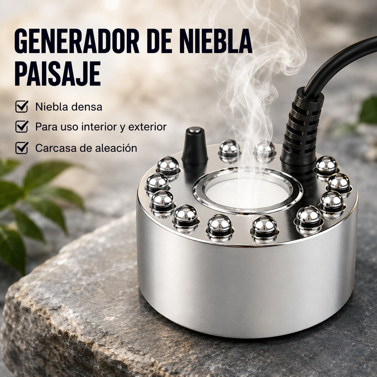 Máquina de Niebla LED para Halloween – Fuente de Niebla con 12 Luces de Colores para Fiestas y Decoración
